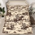 thumbnail image 2 of Homewish Vintage Cowgirl Cowboy Bed Sheets for Kids, Rustic Farmhouse King Sheets, Western Horse Animal Sheet Set, Lightweight Room Decor, 4-Piece, 2 of 7