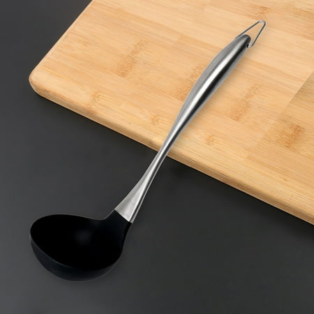 

Uxcell Silicone Stainless Steel Wooden Handle Soup Ladle Spoon