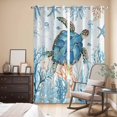 thumbnail image 3 of Turtle Kitchen Curtains 84 Inch Length, Blue Coastal Starfish Ocean Coral Nautical Grommet Top Bedroom Living Room Curtains, Light Filtering Cafe Curtain Drapes 2 Panels Set 84''x84'', 3 of 9