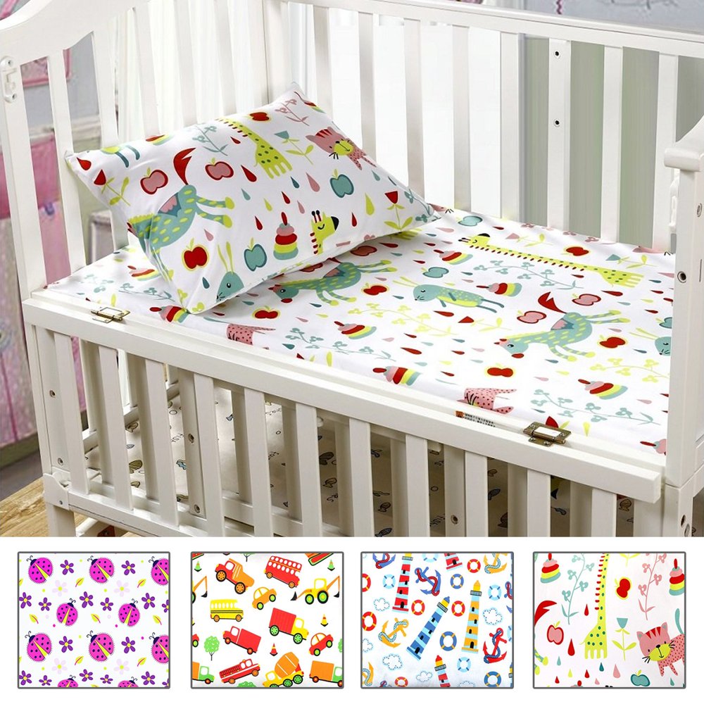 Mellanni 3 Piece Toddler Bed Set Animals Print Includes Fitted Sheet, 2 Pillowcases Standard