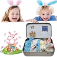 thumbnail image 3 of Little Pocket Bunny Decorative Boxes, Easter Basket Stuffer, Easter Gifts for Kids, DIY Pet Bunny Adoption, Easters Baskets Decorative Boxes,Rabbit Plush Toy in a Tin: Miniature Bed Set (Blue), 3 of 7