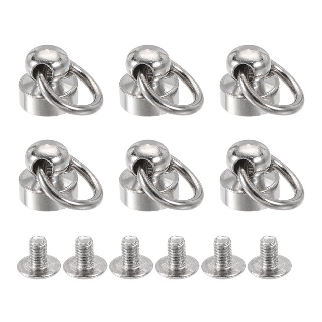 Unique Bargains 8x8mm Pull Ring Rivets Studs Brass Electroplating Silver Tone 6 Pack