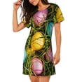 thumbnail image 2 of Fotbe colorful Easter eggs Bata de Dormir para Mujer con Estampado, Camisón de Algodón de Manga Corta, Ropa de Dormir Casual, 2 of 6