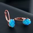 thumbnail image 2 of Gem Stone King 2.12 Ct Oval Cabochon Blue Simulated Opal Brass Rose Gold Plated Brass Earrings, 2 of 4