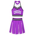 thumbnail image 4 of Alvivi Kids Girls Ceerleading Costume Halter Neck  Crop Top Pleated Skirt Outfits 2Pcs 6-16, 4 of 6