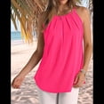 thumbnail image 4 of Camisola Plisada para Mujer, Tirantes Finos, Cuello Halter, Dobladillo Curvo, Moda 2025, Color Rojo Rosa, Talla XXL, 4 of 9