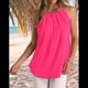 thumbnail image 4 of Camisola Plisada para Mujer, Tirantes Finos, Cuello Halter, Dobladillo Curvo, Moda 2025, Color Rojo Rosa, Talla L, 4 of 9