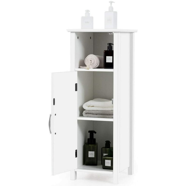 Nestfair 23.6 in. W Bathroom Floor Storage Cabinet with Adjustable Shelf in  White LW40914886 - The Home Depot