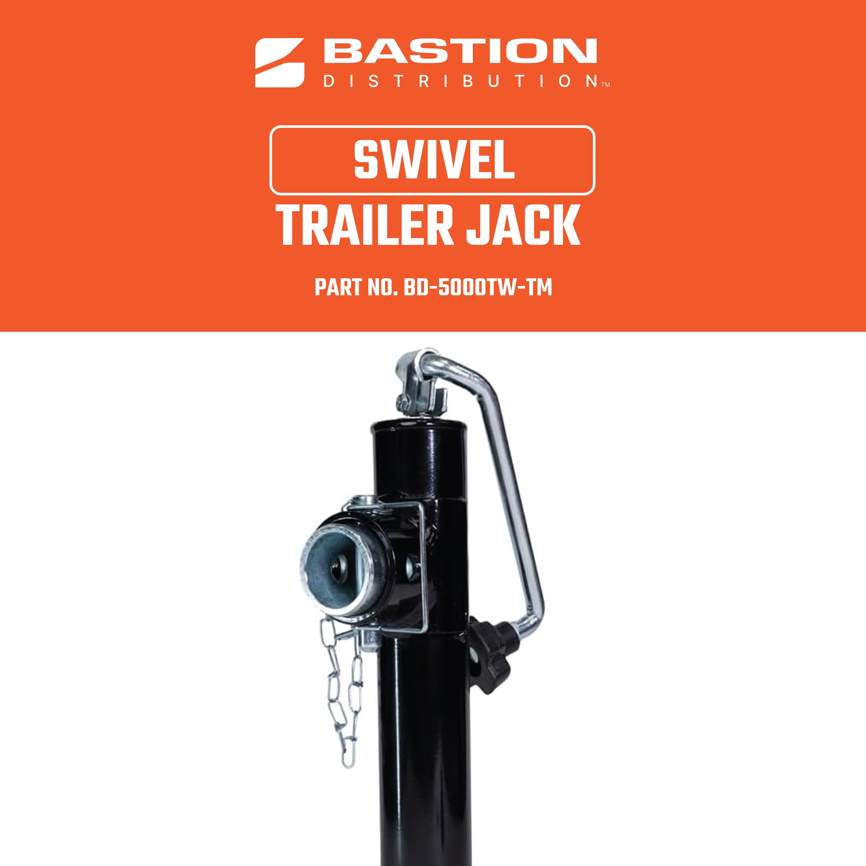 Bastion Distribution Swivel Trailer Jack | Weld-On Pipe Mount Tongue Jack | 5000lb Capacity | BD-5000TW-TM