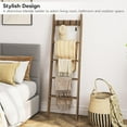 thumbnail image 5 of Blanket Ladder for Living Room and Bedroom, 5-Tier Wall Leaning Towel Rack for Bathroom, Decorative Ladder Shelf with 4 Removable Hooks, Farmhouse Blanket Storage, Mocha, 5 of 9