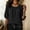 Black, variant on Women's Crew Neck Gathered Elastic Bubble Short Sleeve Linen Blend Blouse Soft Loose Fit Casual Summer Top Hides Belly for Daily Vacation Wear Gray XL