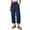 Navy, variant on cocolona Womens Summer Casual Capri Linen Pants Elastic Waist Drawstring Wide Leg Cropped Beach Lounge Pants with Pockets