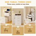 thumbnail image 3 of VKCC 3 in 1 Compact Vanity Desk Set with Flip Top Mirror Makeup Dressing Table with Stool and Drawers for Small Spaces, White, 3 of 9