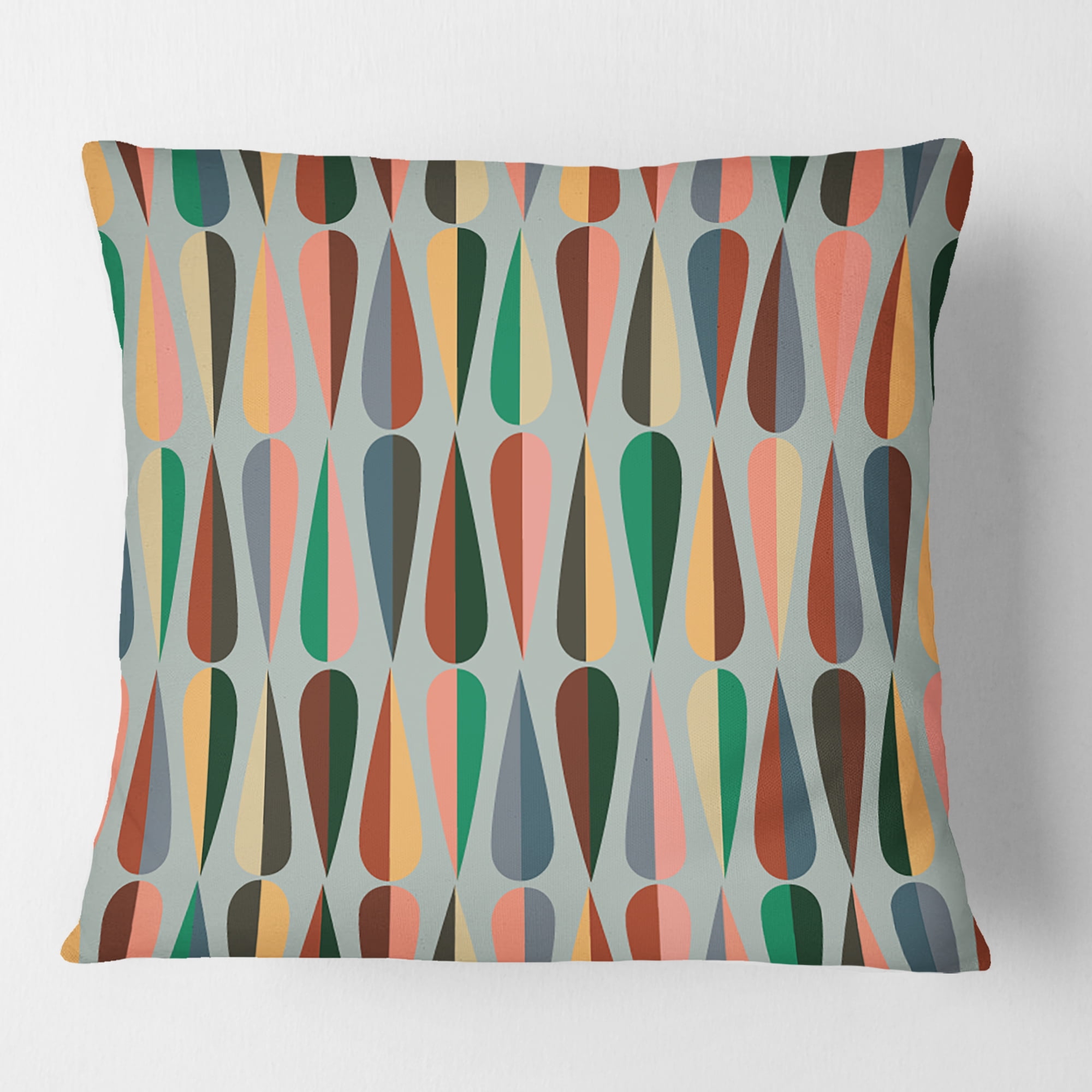 Designart Retro Abstract Drops IX' Mid-Century Modern Throw Pillow - 18x18