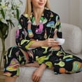thumbnail image 6 of Lsque Bright Mushrooms Pattern Long Sleeve Pajama Set for Women - Soft 2-Piece Sleepwear and Loungewear Set with Pockets, Comfy Nightwear-Medium, 6 of 7