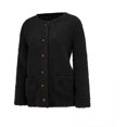 thumbnail image 3 of Solid Color Plush Sweater for Womens Plus Size Coat Pockets Outerwear Buttons Cardigan, 3 of 6