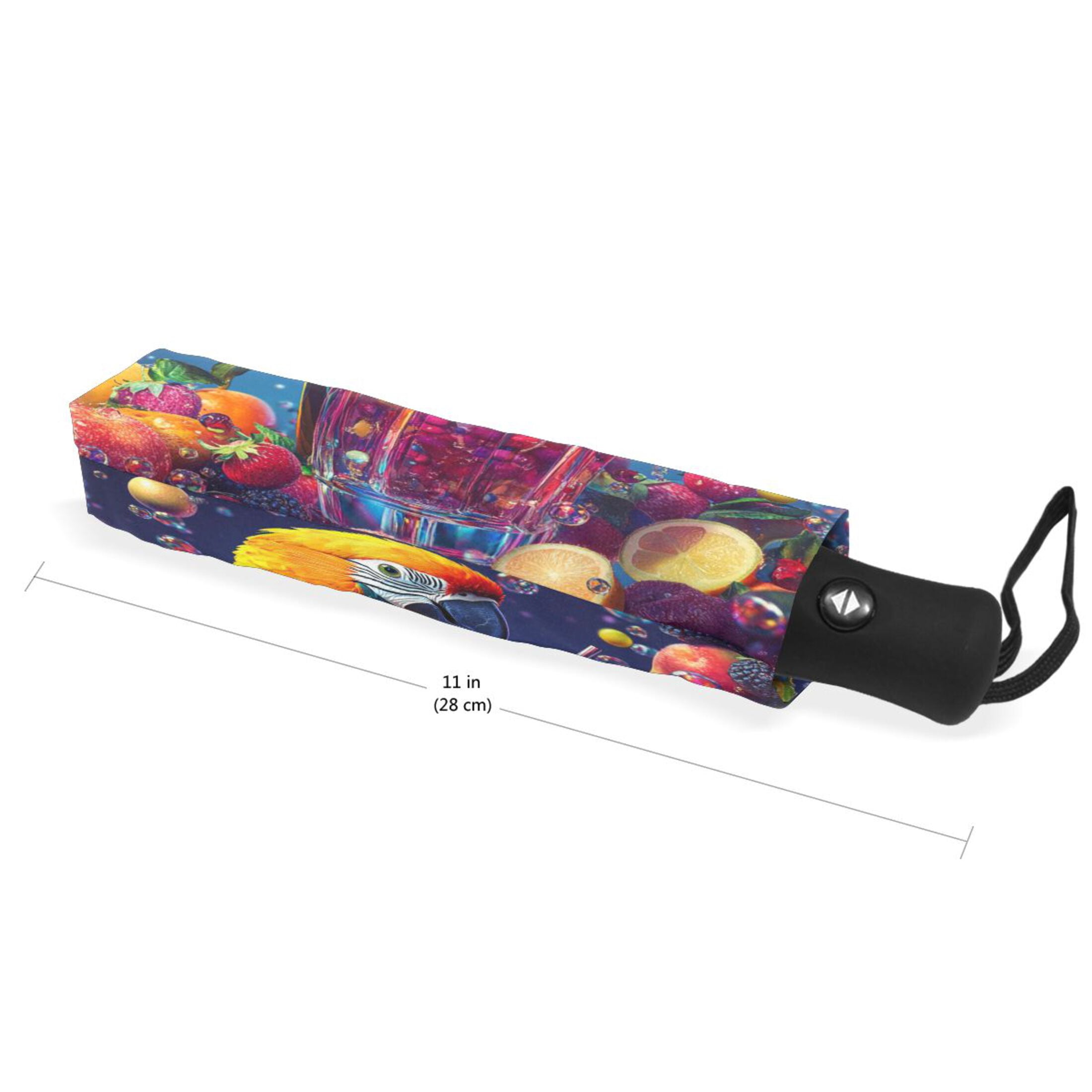BZSMCE One-Touch Auto Open Close Rain Umbrella With Creative Tropical Paradise Parrot Pattern