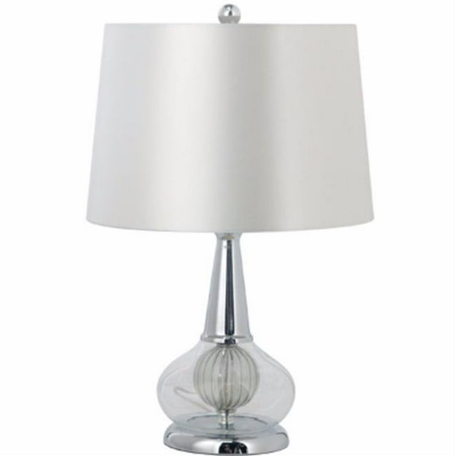 Benzara BM149612 Beautifully Designed Table Lamp with a Center Ball, White