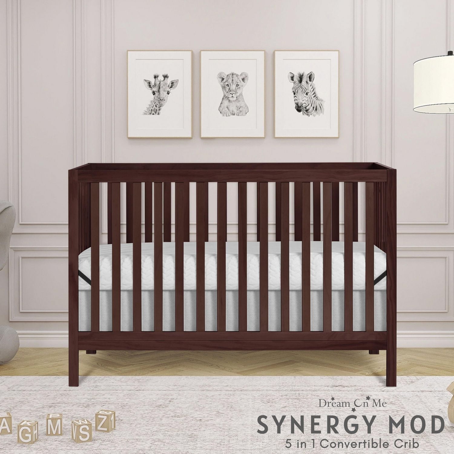 Berceau Dream On Me Synergy MOD, fabriqué en bois de pin durable de Nouvelle-Zélande Lit d'enfant transformable