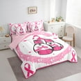 thumbnail image 3 of Feelyou Kawaii Boxing Gloves Twin Bedding Sets 7-Piece, Pink Hope Ribbon Bedding Comforter Set, Cartoon Love Heart Reversible Sheet Sets, Ultra Soft Bedroom Decor, 3 of 8