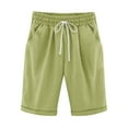 thumbnail image 5 of Yubnlvae Summer Casual Shorts for Women - High Waist Elastic Waist 3 Inseam Linen Shorts - Breathable Loose Fit Beach Shorts (S-XXXXXL) (Green 1 | 3XL), 5 of 5