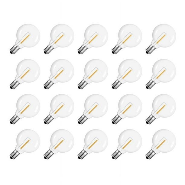 20 Piezas Bombillas LED de Repuesto G40 Bombillas de Globo LED Inastillables con Base de Tornillo E12 para Luces de Cadena Solares CáLidas