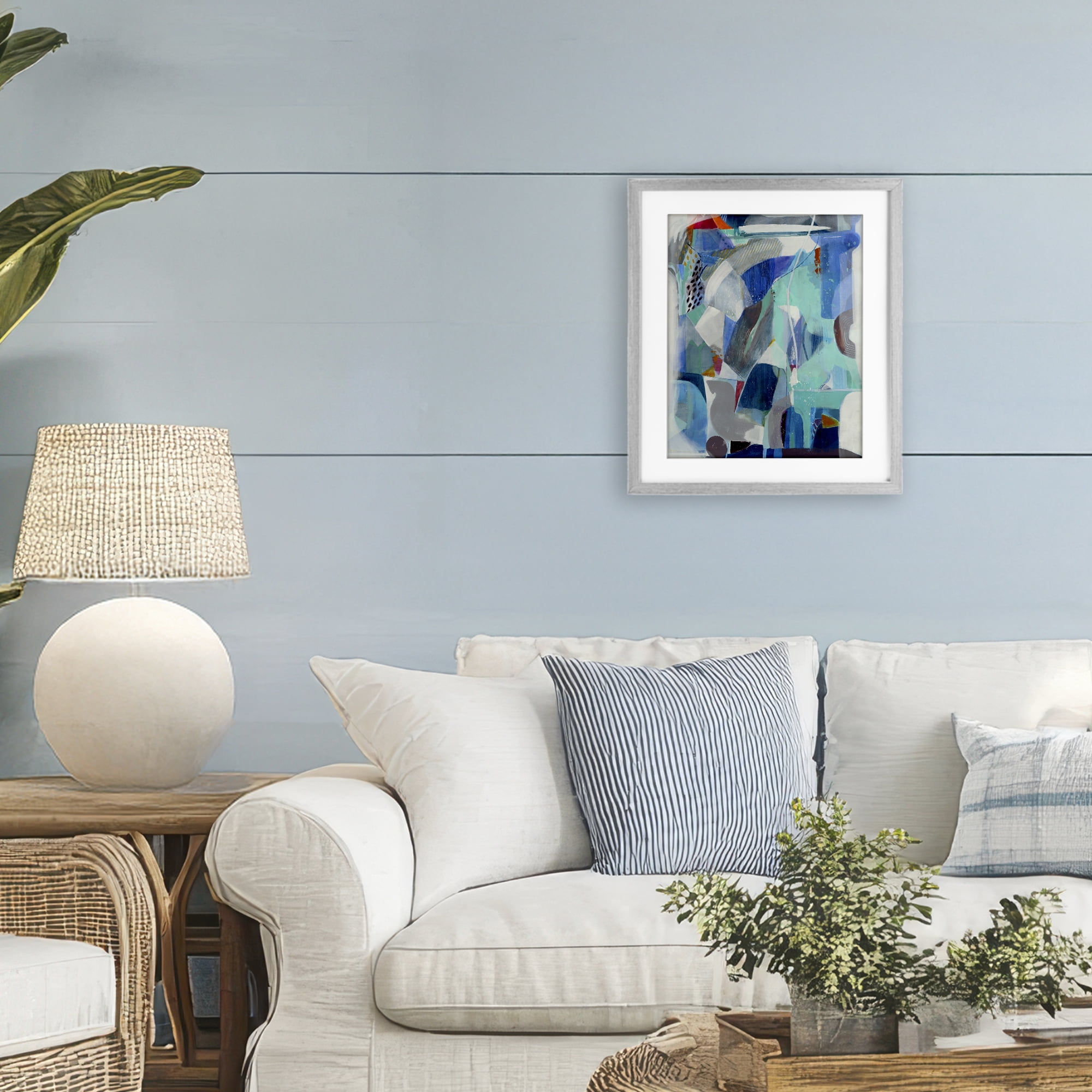 Stupell Industries Complex Blue Layers Gray Framed Print Under Glass, design by Jill Martin