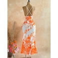 thumbnail image 2 of Women's Vintage Floral Print Draped Neck Layered Ruffle Hem Maxi Dress, Vacation Summer Style, 2 of 10
