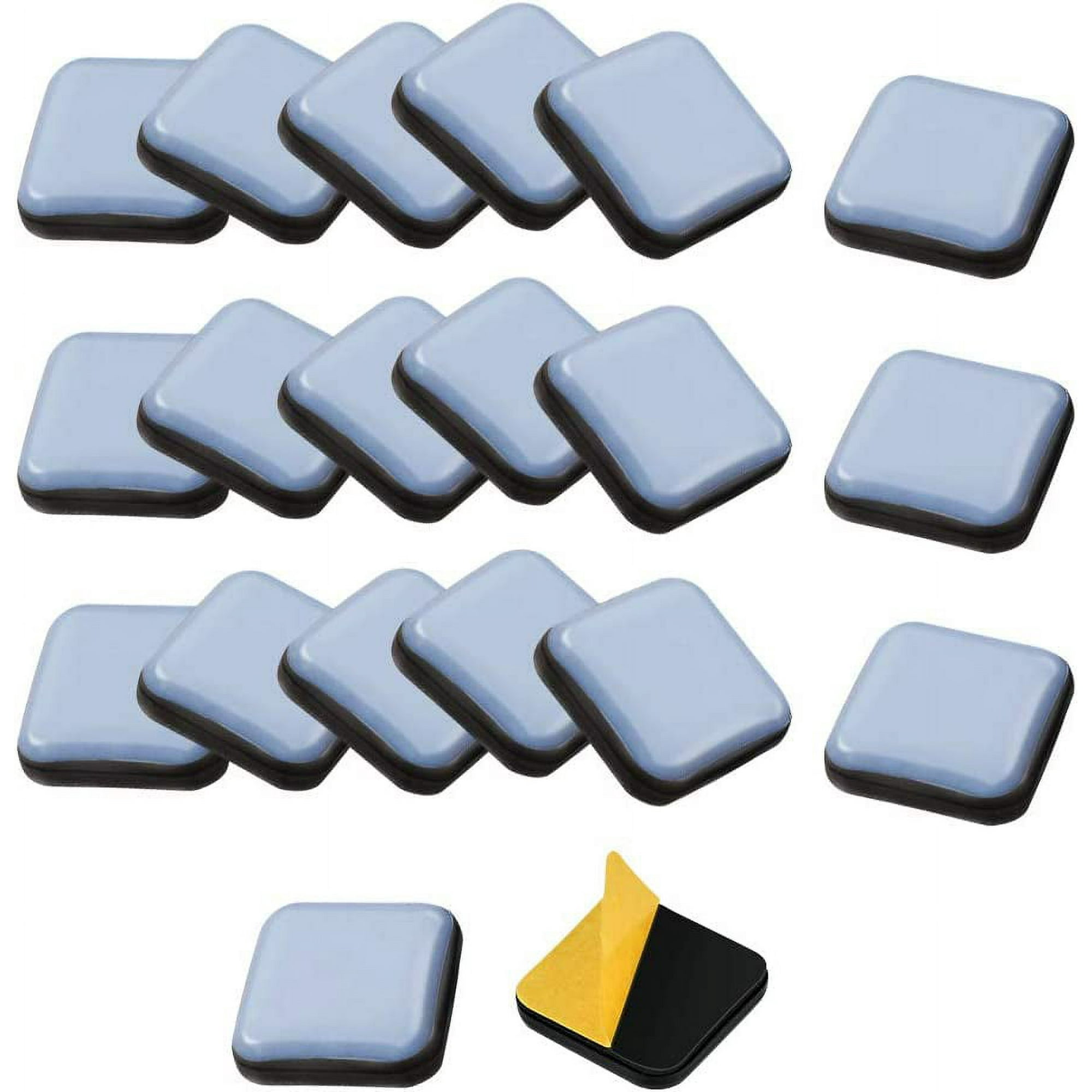 Lunfar 20 Pcs Furniture Gliders Self Adhesive Teflon Square Furniture Glides 25 25mm Teflon Chair Glider Glider For Chair Sofa Desk Table Armchair