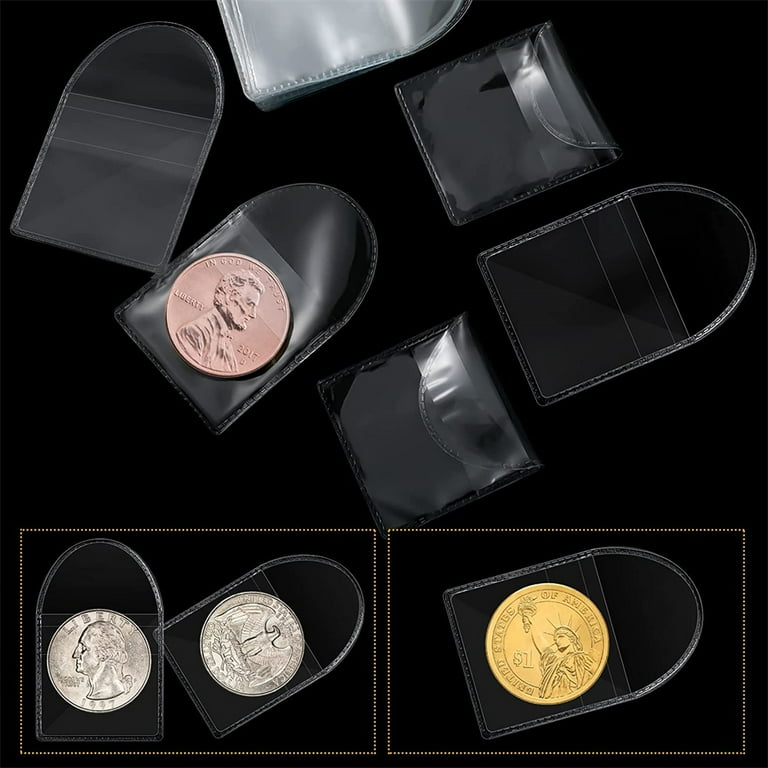 NOGIS 50pcs 2.2x2inch PVC Free Clear Plastic Coin Sleeves NOGIS 50pcs 2.2x2inch PVC Free Clear Plastic Coin Sleeves