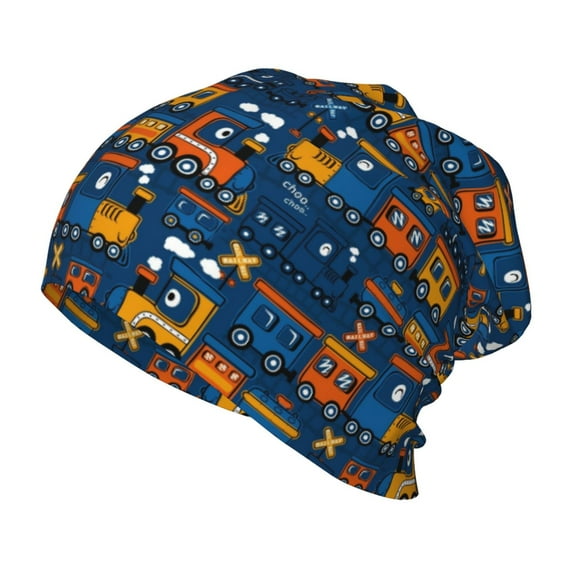 Xecao Funny Steam Train Print Beanie Hat Toddler Girls Boys, Baby Hats Winter Warm Knitted Thermal, Kids Winter Caps