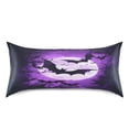 thumbnail image 3 of Dailycode Satin Pillow Case Standard Silk Pillow Cover for Hair and Skin Envelope Closure Bats Flying under Purple Moon 20"x26", 3 of 9