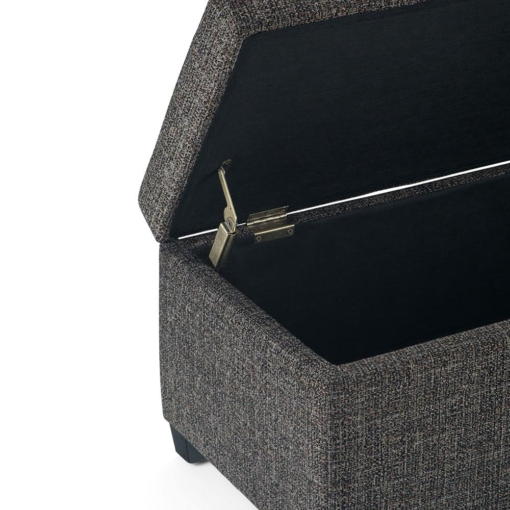 Avalon 48 inch Wide Contemporary Storage Ottoman Bench in Dark Grey Tweed Look Fabric