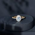thumbnail image 4 of Rosec Jewels Oval Ethiopian Opal Ring with Diamond Halo for Women (6X8 mm, AAA Grade), 14K Yellow Gold, US 3.00, 4 of 10