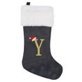 thumbnail image 2 of Christmas Stocking Personalized Monogram, 20 Inches Family Initial Xmas Stockings, Super Soft White Plush Cuff with Deluxe Grey Velvet Body and Gold Letter, 2 of 9