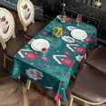 thumbnail image 2 of Dark Teal Christmas Village Pattern Rectangle Tablecloth 60"x102",Waterproof Polyester Rectangle Table Cloth, Wipeable Spillproof Polyester Tablecloth for Dining, Camping, Indoor and Outdoor, 2 of 6