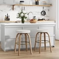 thumbnail image 2 of Swivel  Stools Set of  Counter Height Backless  Stools  Fabric  Seat  Sturdy Curved Wood Legs  Mid-Century Modern Island Stools for Kitchen   Dining Room, 2 of 5