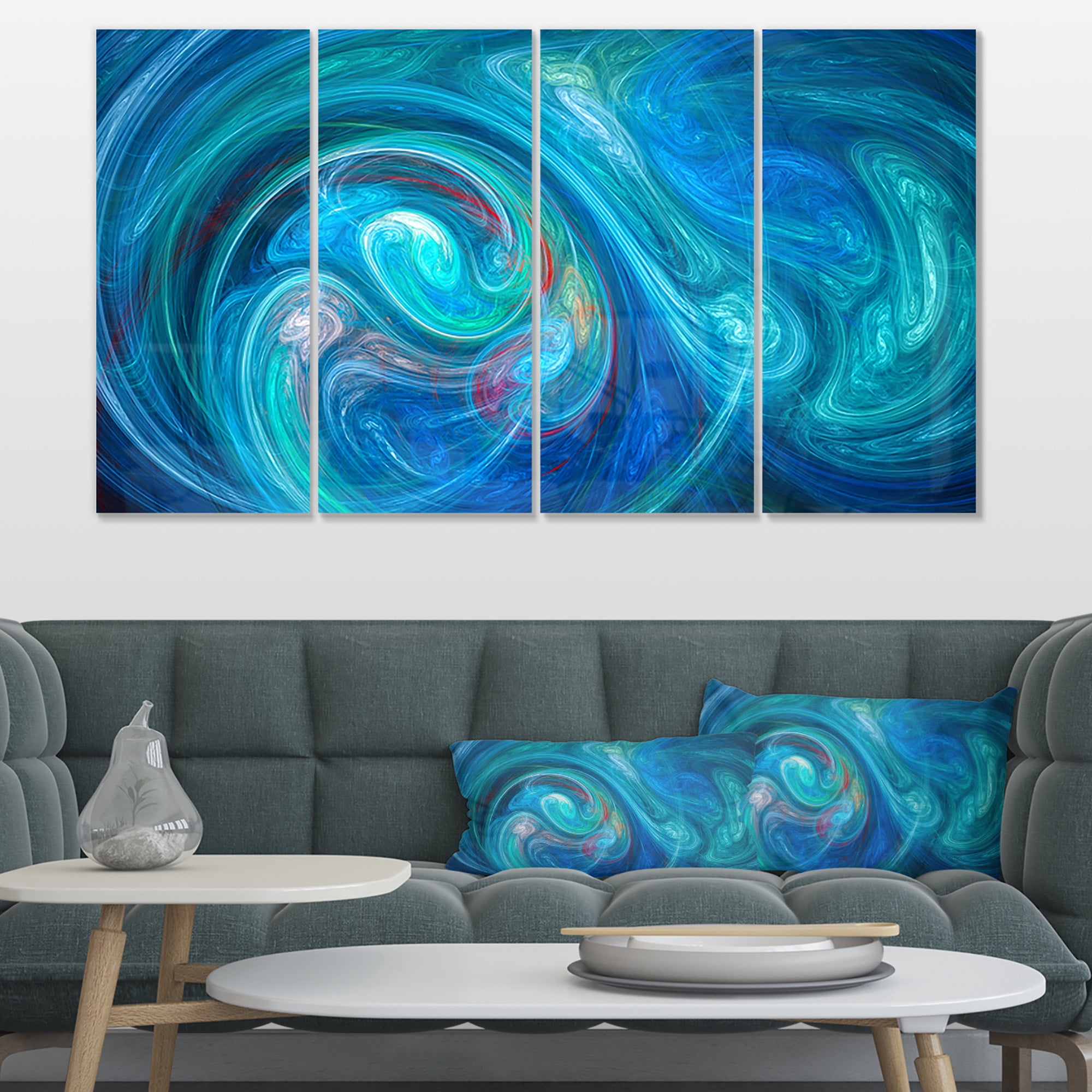 Designart 'Dark Blue Fractal Abstract Texture ' Abstract Canvas Wall Art