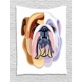 thumbnail image 1 of English Bulldog Tapestry, Bicolor Cartoon Style Bulldog Portrait Abstract Animal Design, Wall Hanging for Bedroom Living Room Dorm Decor, 60W X 80L Inches, Brown Pale Muave Pink, by Ambesonne, 1 of 2