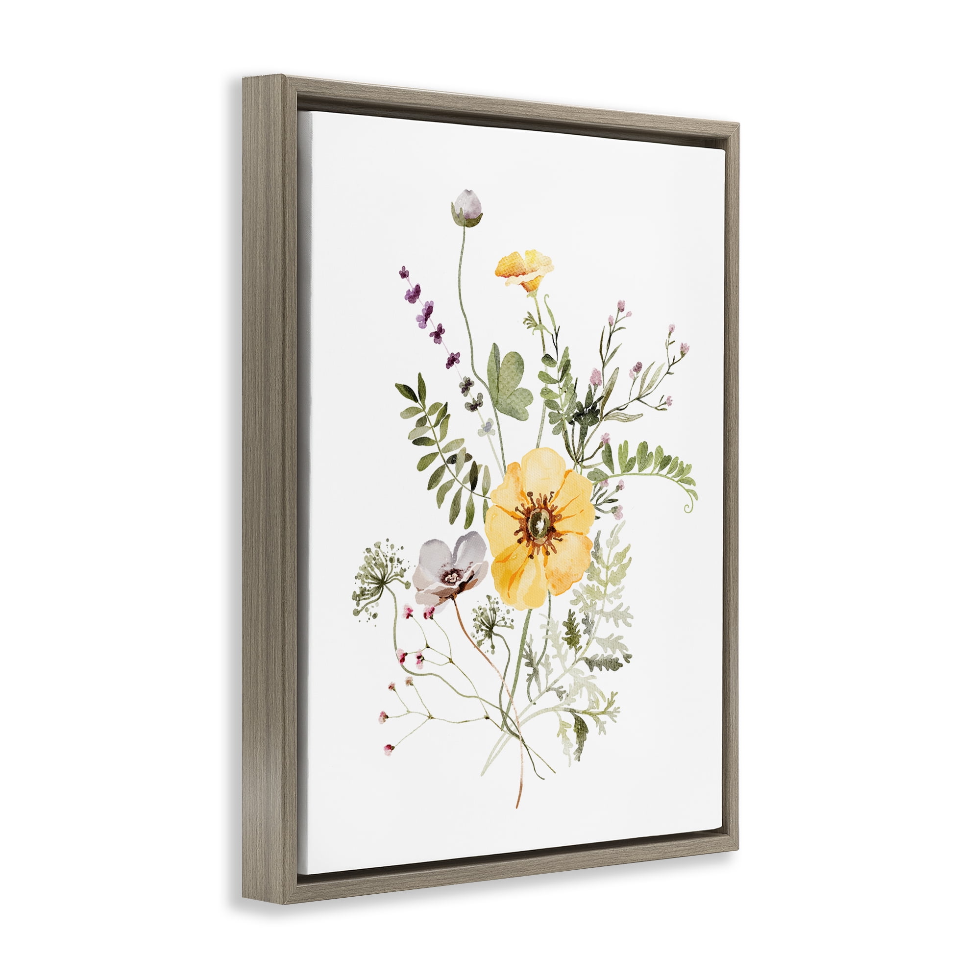 Gardening Herb Blooms Brown Framed Floater Canvas Wall Art, design by Lettered and Lined
