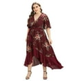 thumbnail image 4 of HKEDES Robe Maxi Portefeuille Bohème à Imprimé Floral pour Femmes Grande Taille, 4 of 8