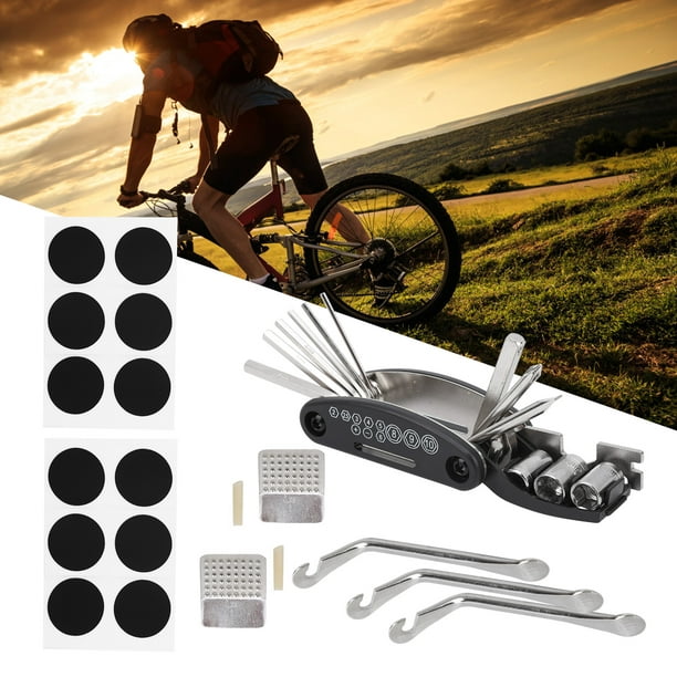 Khall Outil de réparation de crevaison de vélo, kit de réparation de vélo  avec sac, kit de réparation de pneu de vélo 21 pièces outil de réparation  de crevaison de vélo 16