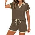 thumbnail image 4 of Plcasen Womens Lounge Sets Two Piece Sets Summer Polo Shirts and Drawstring Shorts Matching Clothing Vacation Outfits, 4 of 5