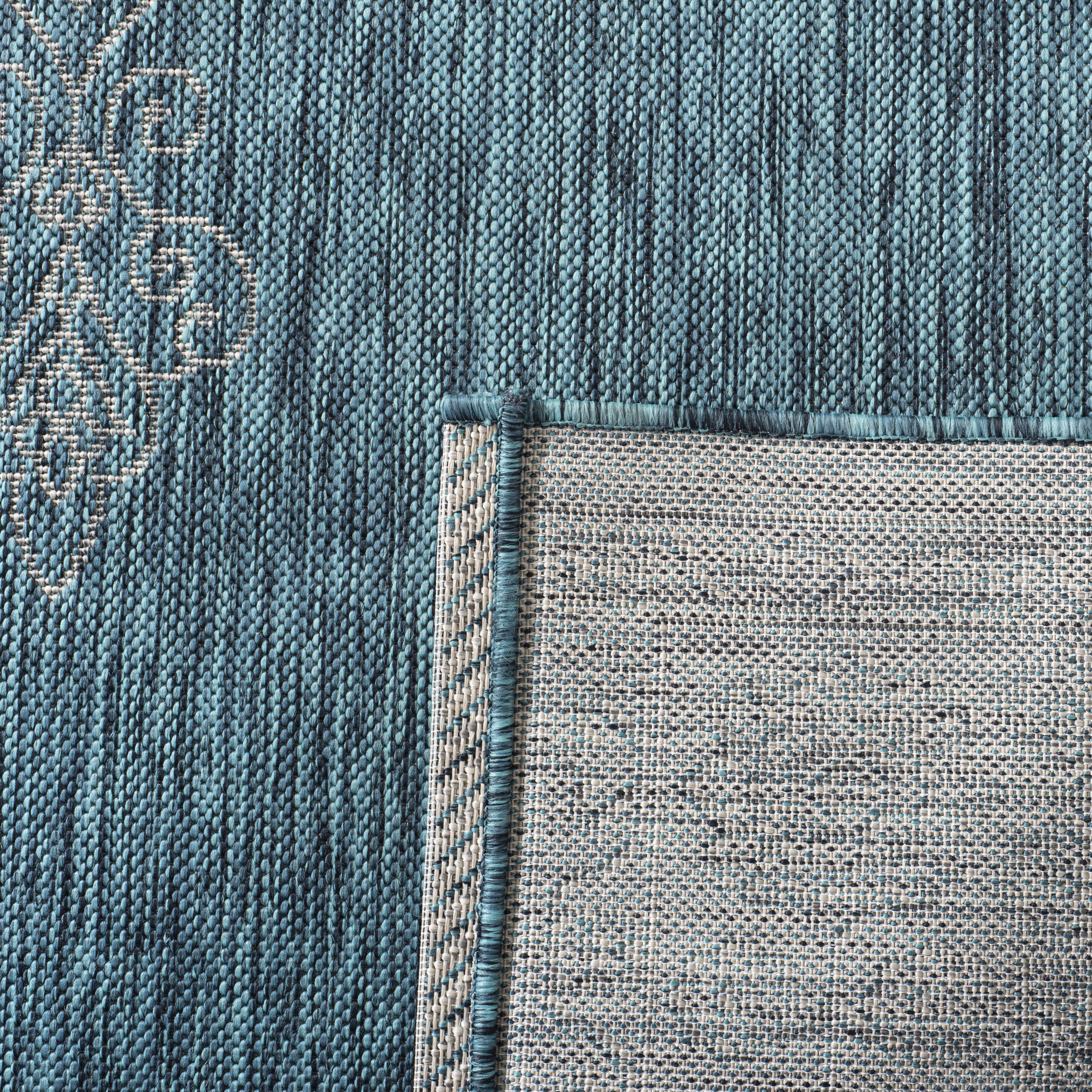 SAFAVIEH Courtyard Delbet Medallion Indoor/Outdoor Area Rug, Teal/Ivory, 8' x 11'