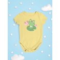 thumbnail image 3 of A Cute Frog Water Lily Leaf Bodysuit Infant -Image by Shutterstock,  Newborn, 3 of 4