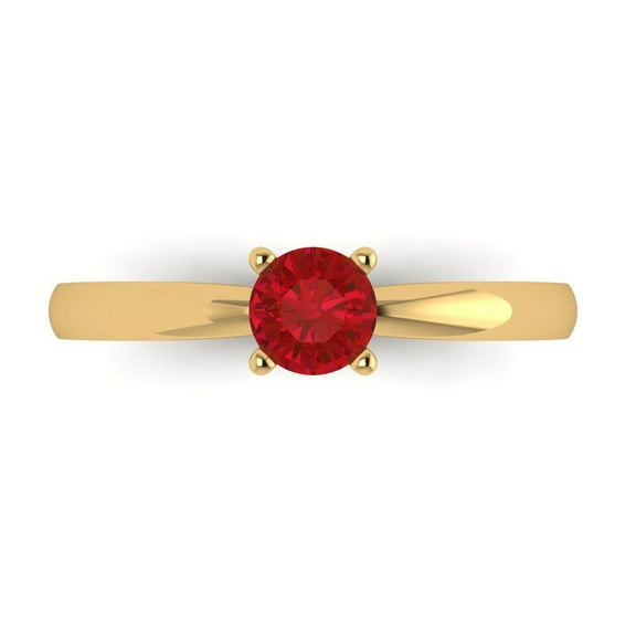 Clara Pucci 14K Yellow Gold 0.5ct Ruby Solitaire Ring for Women