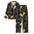 thumbnail image 4 of Women Christmas Outfit Women's Festive Holiday Print Flowy Long Sleeve Sleepwear Pajama Set for Cozy Comfort and Relaxation Blue L, 4 of 4