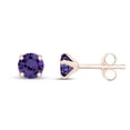 thumbnail image 2 of AFFY 7mm Round Cut Simulated Amethyst Stud Earrings in 14k Rose Gold Over Sterling Silver, 2 of 5