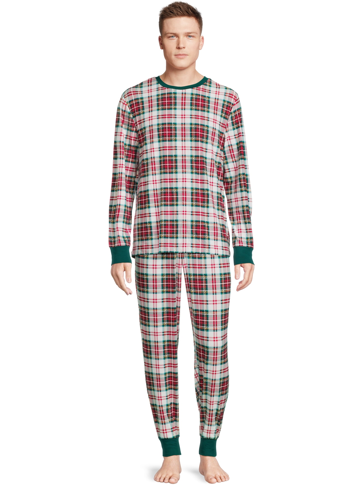 Jolly Jammies Men's Holiday Plaid Matching Christmas Pajamas Set, 2-Piece, Sizes S-XXL