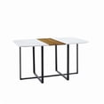 thumbnail image 3 of 6-Seater Dining Table Set, Rectangular Faux Marble Table with Wood Grain and 6 Beige Velvet Chairs, Modern Kitchen Furniture for Apartments, 3 of 10